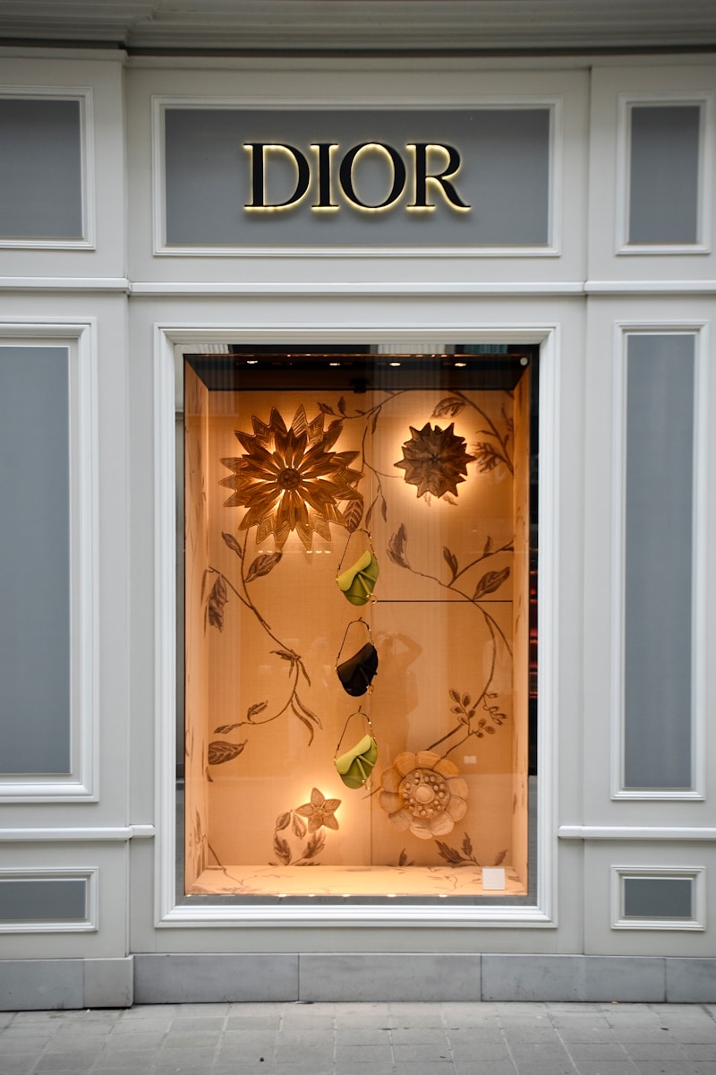 a window display of a flower shop